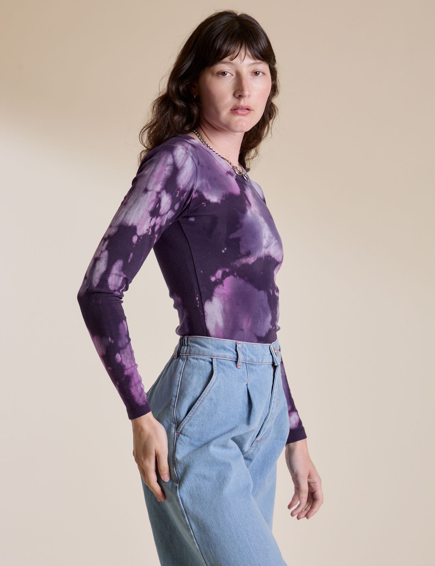 Long Sleeve Baby Tee - Dark Lavender