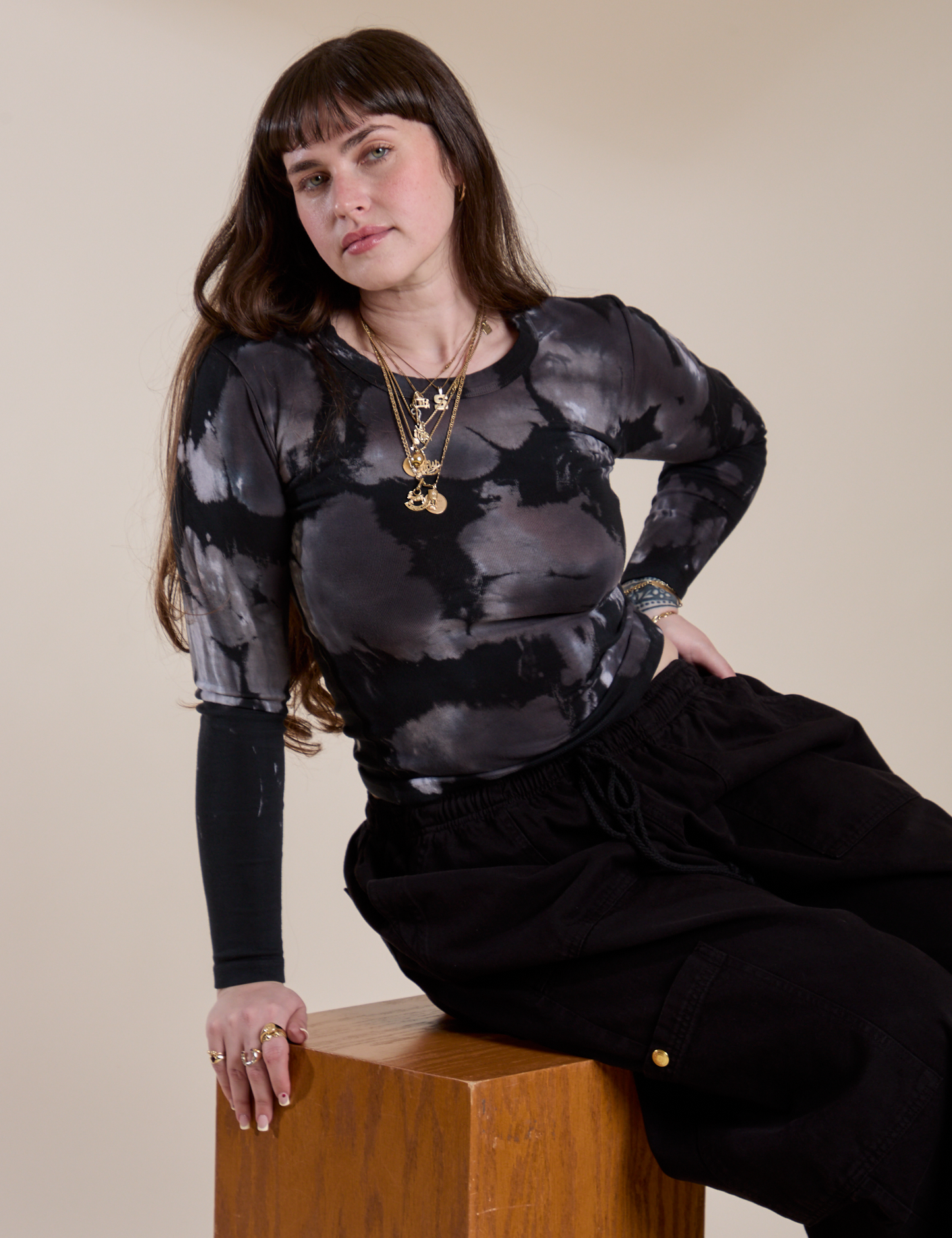 Long Sleeve Baby Tee - Ink Blot