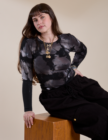 Long Sleeve Baby Tee - Ink Blot