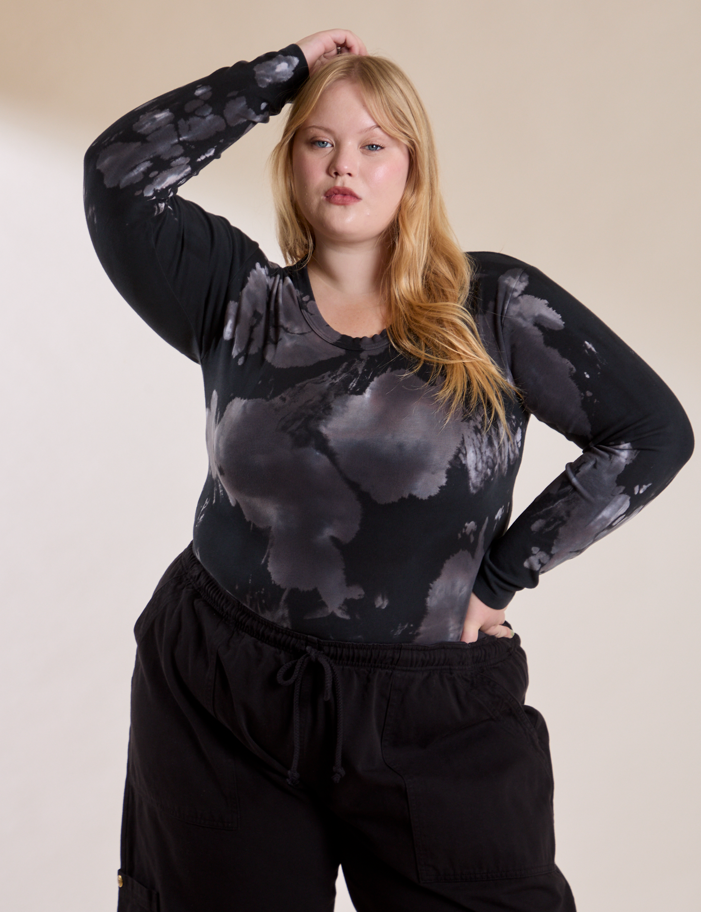 Long Sleeve Baby Tee - Ink Blot