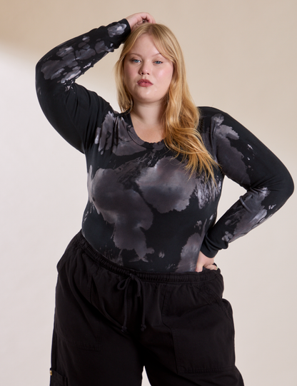 Long Sleeve Baby Tee - Ink Blot