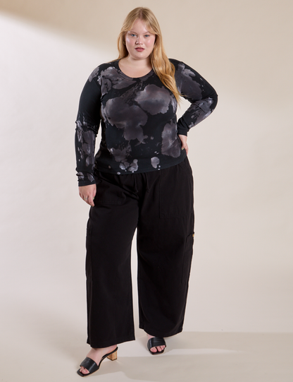 Long Sleeve Baby Tee - Ink Blot