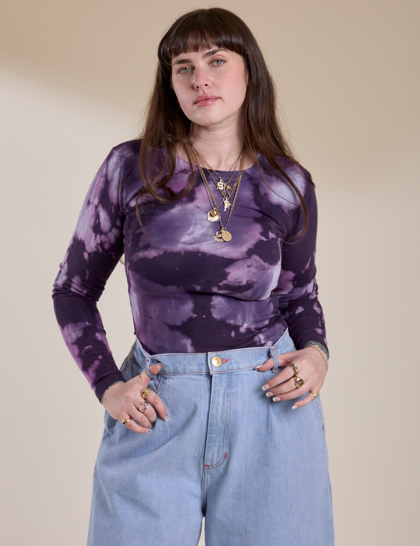 Long Sleeve Baby Tee - Dark Lavender